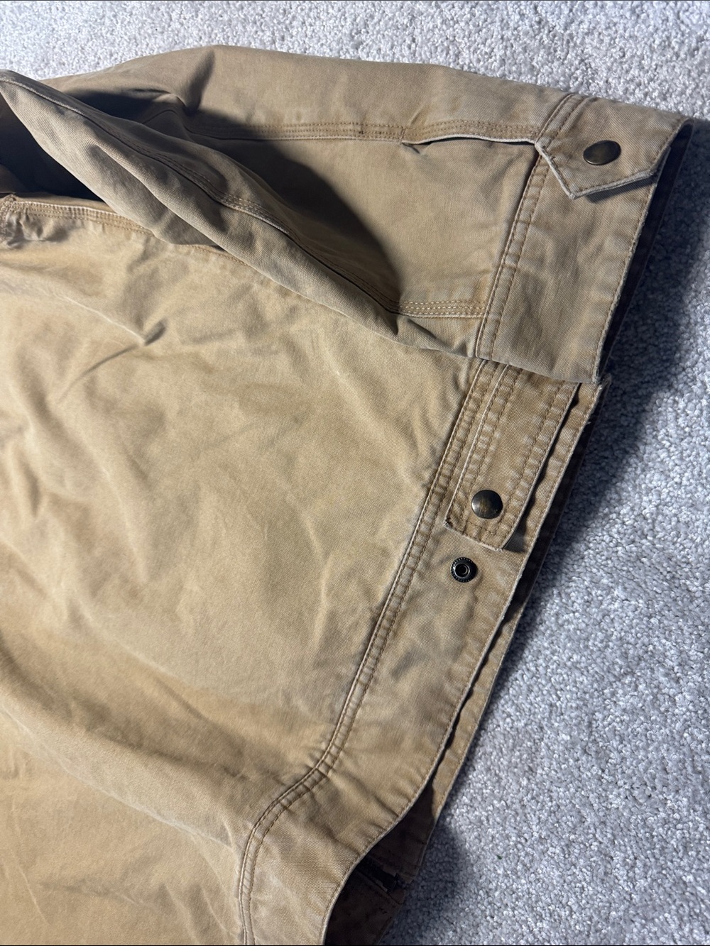 AMERICAN EAGLE MENS XL KHAKI CANVAS CHORE FIELD JACKET COAT CORDUROY COLLAR WORK - Picture 7 of 17